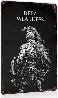 Spartan Warrior Defy Weakness Inspirational Wall Decor 8x12 In