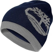 Timberland Men’s Logo Pull-On Beanie - Soft Ribbed Knit Winter Hat, Jacquard Tree Design, Warm Stretch Fit for Cold Weather