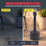 Cigarette Butt Receptacle by Justrite – 1 Gallon, Polyethylene (PE), Black, Model 26806D