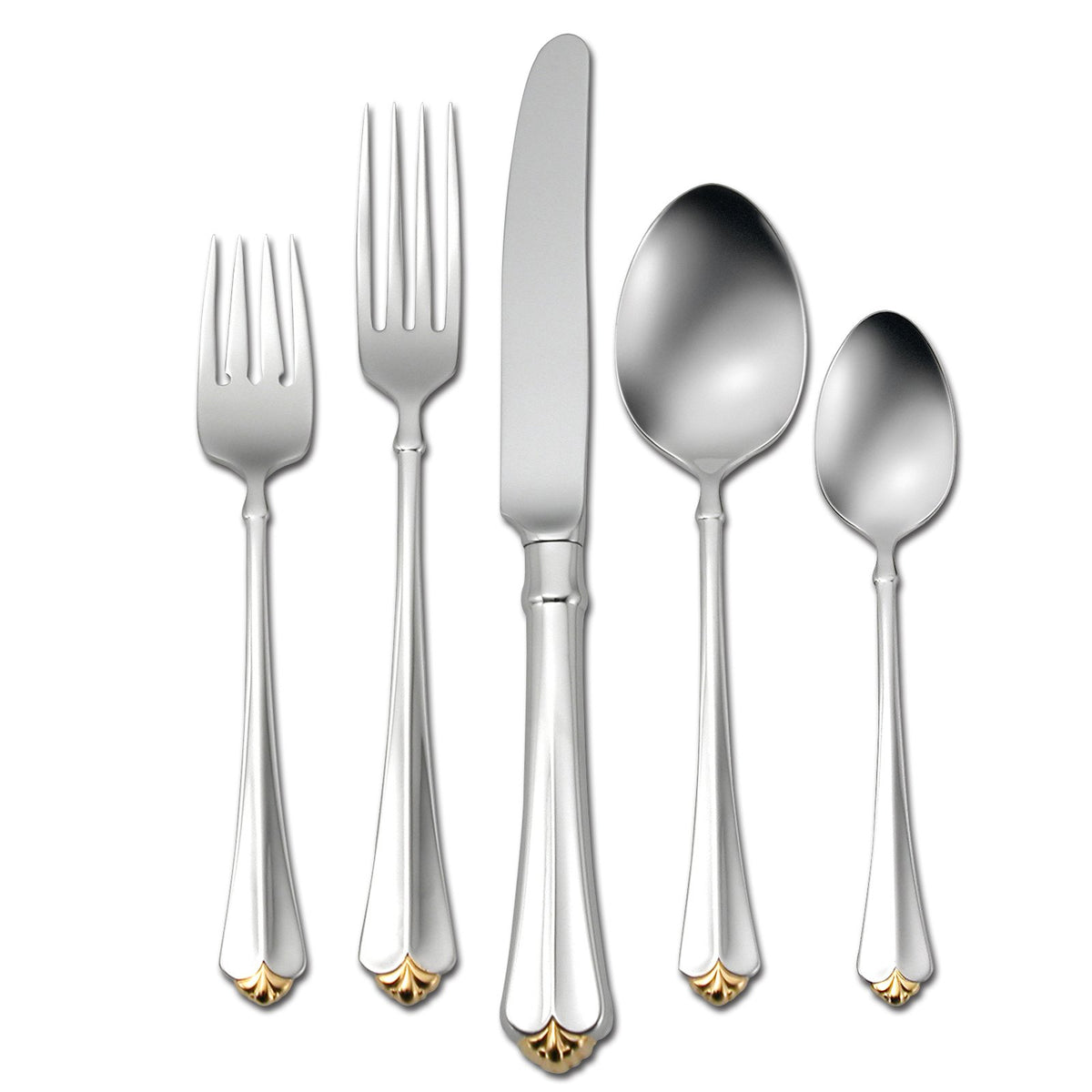 Golden Juilliard 20-Piece Flatware Set by Oneida – 11.0000, Stainless Steel, Silver, Model 2231020A