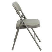 Hercules Metal Folding Chair by Flash Furniture – Set of 1, Steel, Foam, Vinyl, Gray Vinyl/Gray Frame, Model HA-MC309AV-GY-GG
