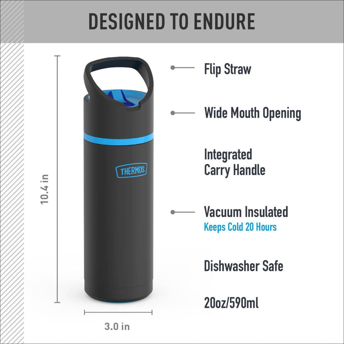 THERMOS 20 Ounces / Black / 20.0 fluid_ounces Thermoses