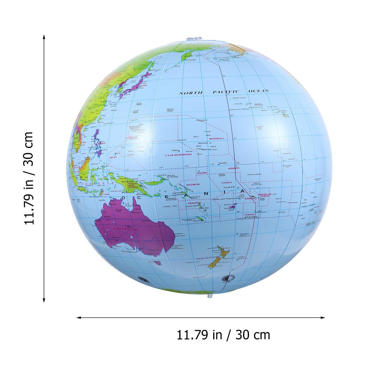 Inflatable Earth Globe Beach Ball PVC Air Inflation English Globe for Geography Teaching by Beavorty – 30.00X30.00X30.00cm/11.79X11.79X11.79", Sky-blue