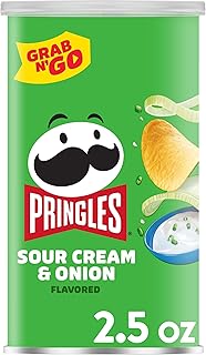 Pringles Potato Crisps Chips, Lunch Snacks, On-the-Go Snacks, Grab N' Go, Sour Cream and Onion, 2.5oz Can (1 Can)