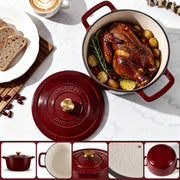 Jinchufuri Enameled Cast Iron Pot, 5.2 Quart, Red