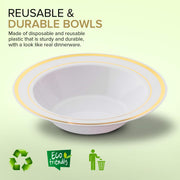 Plastic Party Bowls (50 Pack) 12 Oz Elegant Disposable Dinnerware - Fancy Shatterproof Tableware for Catering by Stock Your Home – 50 Pack, 12.0 ounces, Plastic, Gold, Model 3004