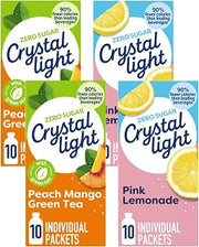 Crystal Light On-The-Go Variety Pack – Peach Mango Green Tea & Pink Lemonade, Sugar-Free Powdered Drink Mix, 10 CT Each (2 ea.,Variety Pack)