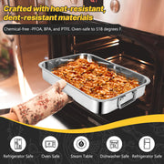 EsOfficce Stainless Steel Roasting Pan Set, 12.7 x 15.5 Inch, Silver with Racks