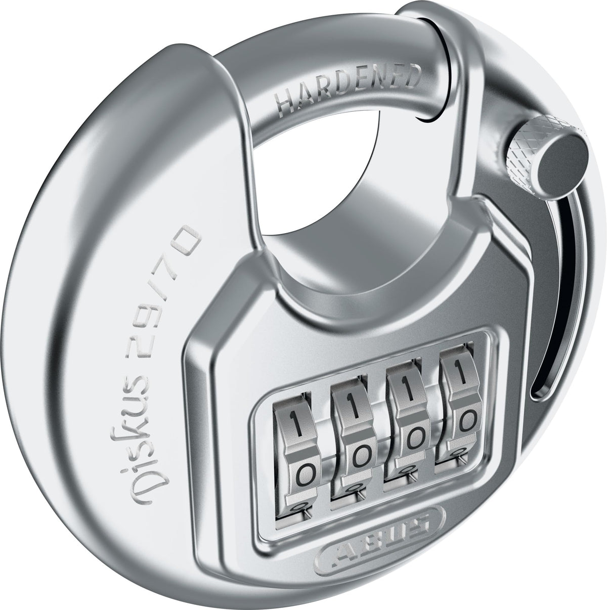Diskus Combo Padlock - Combination Lock with 4-Digit Combination by ABUS – Single, Edelstahl, Silver, Model 29/70