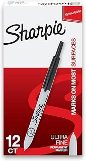 Sharpie Retractable Permanent Markers, Ultra Fine Point, Black, 12 Count