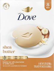 Shea Butter Beauty Bar Soap 8 Count by Dove – 3.75 Ounce (Pack of 8), White, Pack of 8, Model 011111076273