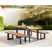 Urban 6' Plastic Rectangular Picnic Table & Bench Set by Global Industrial – Aluminum, Tan, Model OTZY-18B