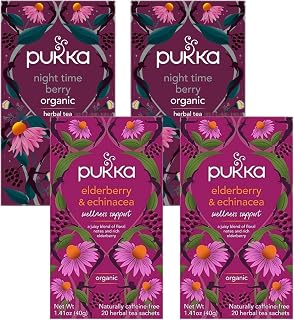 Pukka Tea Bags, Organic (Elderberry and Echinacea, & Night Time Berry) (2ea / 20ct) (Variety Pack)