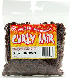 Hygloss 2 oz Curly Doll Hair for Crafts Brown- Premium Synthetic Hair for Doll Making, Puppets, and Arts & Crafts Projects – Easy Application