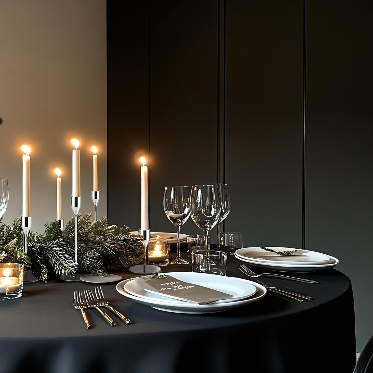 ECHFSM Metal Candlestick Holders, Silver Taper Stands, Set of 6