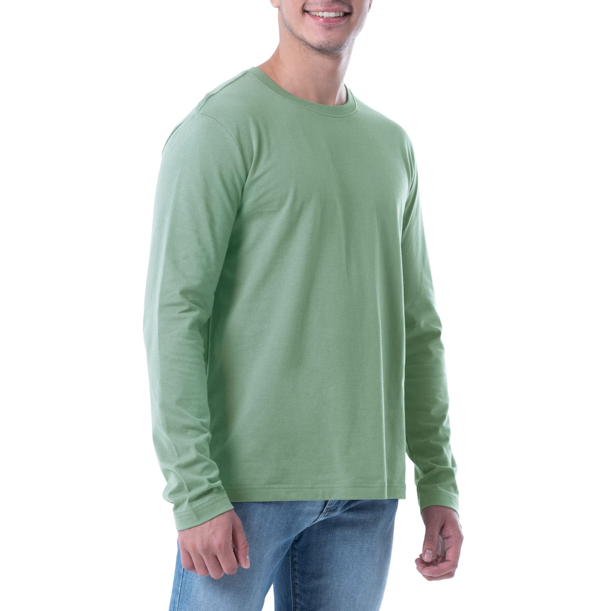 mens Long Sleeve Cotton T-shirt T Shirt – Cotton, Basil, Model WRT21800