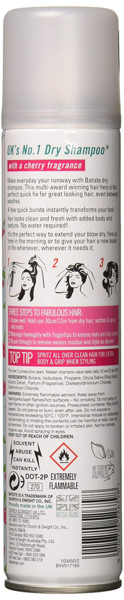 Shampoo Dry Cherry 6.73 Ounce (200ml) (6 Pack) by Batiste – 6.73 Fl Oz (Pack of 6), Clear, Pack of 6, Model Batiste