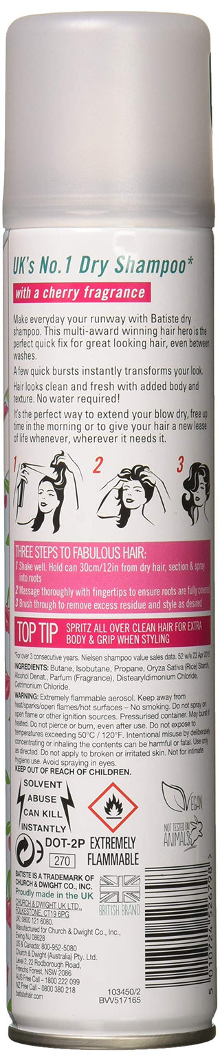 Shampoo Dry Cherry 6.73 Ounce (200ml) (6 Pack) by Batiste – 6.73 Fl Oz (Pack of 6), Clear, Pack of 6, Model Batiste