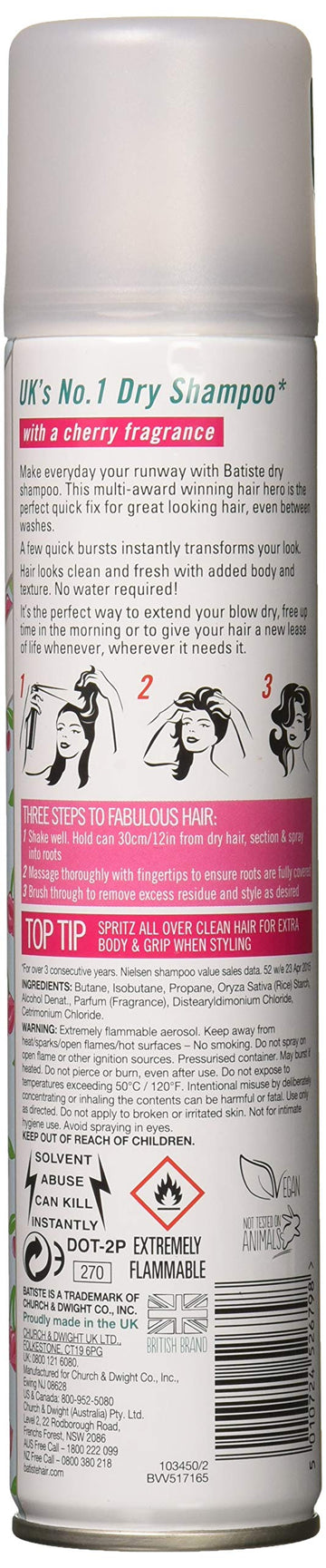 Shampoo Dry Cherry 6.73 Ounce (200ml) (6 Pack) by Batiste – 6.73 Fl Oz (Pack of 6), Clear, Pack of 6, Model Batiste