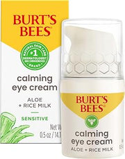 Burt's Bees Calming Eye Cream With Aloe and Rice Milk, Moisturizes Without Causing Redness or Irritation, 98.7 Percent Natural Origin Skin Care, 0.5 oz. Bottle