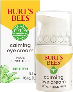 Burt's Bees Calming Eye Cream With Aloe and Rice Milk, Moisturizes Without Causing Redness or Irritation, 98.7 Percent Natural Origin Skin Care, 0.5 oz. Bottle