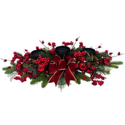 Svndlyn Candle Holder Centerpiece, 26 Inch Long with 3 Platforms, Red Green
