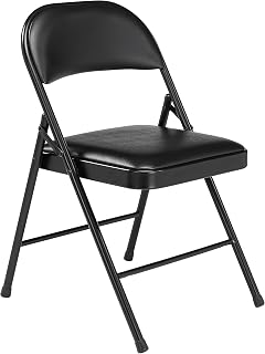 National Public Seating 950 Commercialine Vinyl Padded Folding Chair, Black