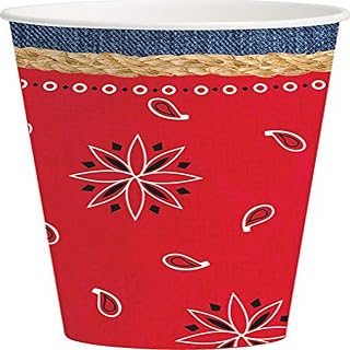 Creative Converting 8 Count Bandanarama Hot/Cold Cups, 12 oz, Red