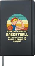 Strong Woman Weekend Forecast Basketball Mom Retro Women Hardcover Journal, Black