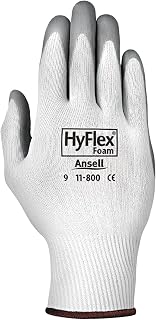 Ansell 11-800-9 HyFlex Foam Gloves, Size 9, White/Gray (Pack of 12)