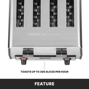 4-Slot Toaster with 300 Slices an Hour by Waring – 4-Compartment (Standard), Stainless Steel, Silver, Model WCT800