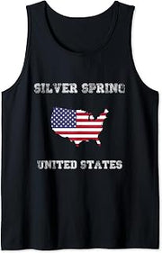 Retro Silver Spring USA Distressed USA Flag Tank Top