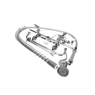 Easy Install Pre-Rinse Spring Action Wall Mount Base 8-Inch Centers Add-On Faucet with 14-Inch Nozzle by T&S Brass – 27.75"L x 12"W x 38.38"H, Brass, Model B-0133-01
