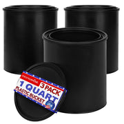 1-Quart Plastic Paint Bucket (3 Pack) - Triple Lock Airtight Seal - Minimizes Skimming - Rust Proof - Odor & Chemical Resistant - 32 Fl Oz All-Plastic Paint Can with Snap On Lid