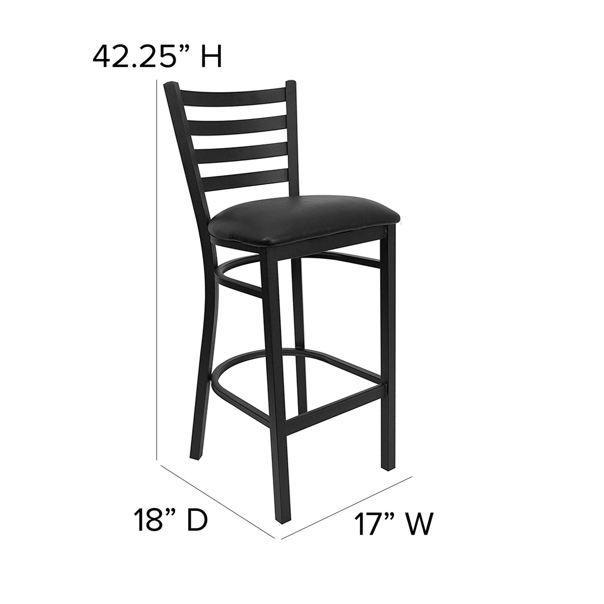 Flash Furniture Black Vinyl Seat/Black Metal Frame / Set of 1 / Contemporary Barstools