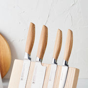 Pakka Wood Handles 6 piece Knife Set with Knife Magnet Block by HENCKELS – 6-pc, Stainless Steel, Brown, Pack of 6, Model 1034830