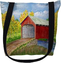 Betsydrake TY028S 13 x 13 in. Dicks Covered Bridge Tote Bag - Small Black
