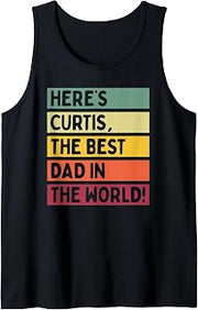 Mens Here's Curtis The Best Dad In The World Father's Day Retro Tank Top