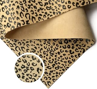 Animal Print REAL Leather Fabric: Genuine Leather Sheets for Earrings Leopard Print Soft Lambskin Leather(Iced Coffee, 8x10In/ 20x25cm)