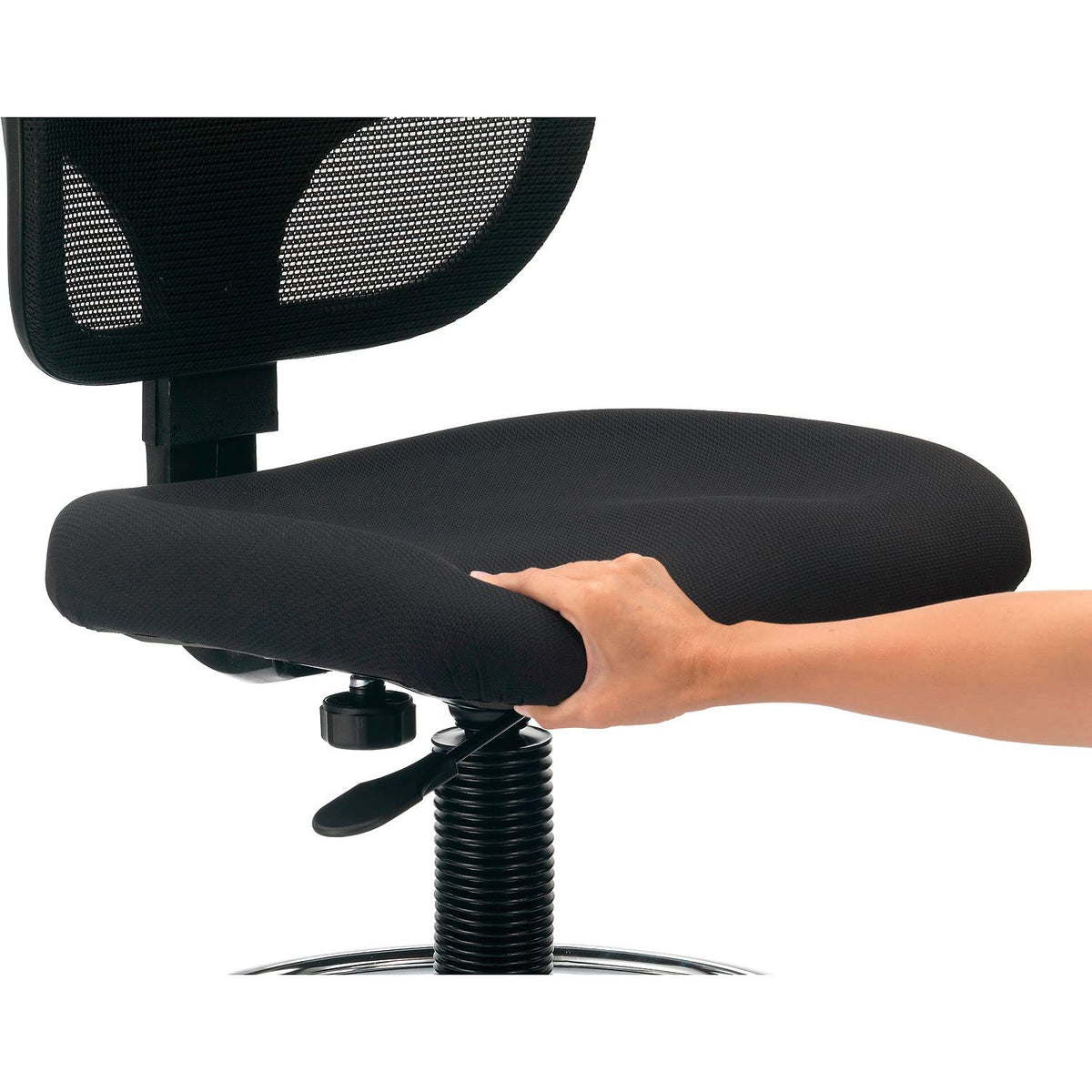 Armless Mesh Drafting Stool by Global Industrial – Polypropylene, Black, Model A2813TMIX-BK