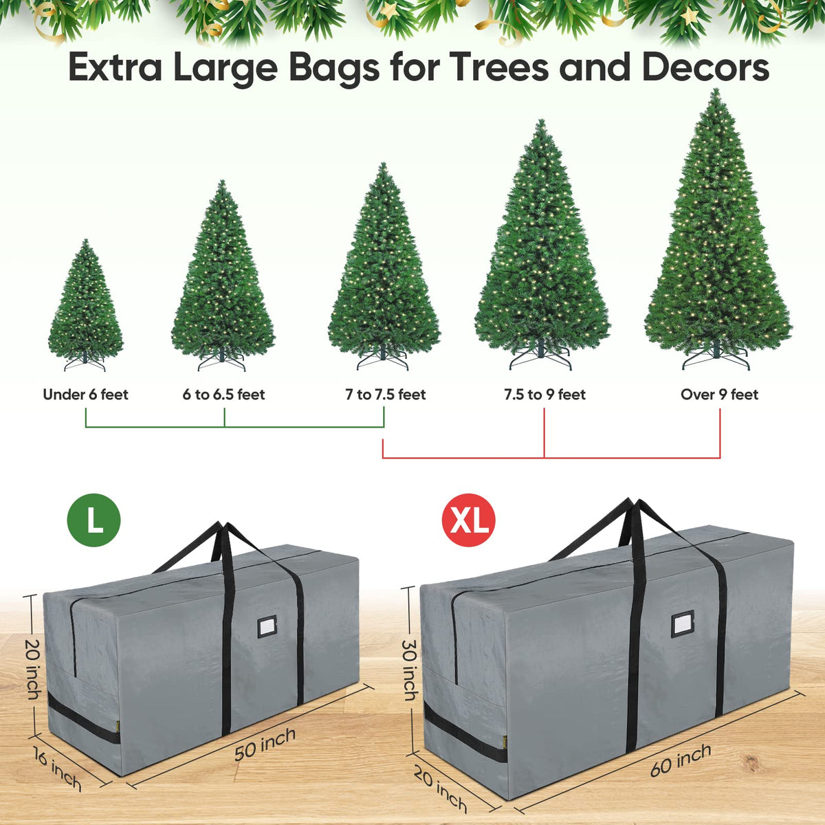 Baleine Artificial Tree Bag, 7.5 Foot Capacity, Gray