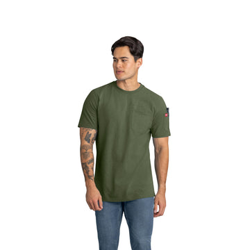 Men's Short Sleeve Heavyweight Slim Fit Cotton T-Shirt by Red Kap – Cotton, Heather Dark Forest, Model S5K6HD SS S
