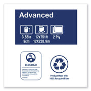 Advanced Mini-Jumbo Roll Bath Tissue by Tork – 12 Count (Pack of 1), wood, White, Model 12024402