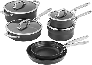 ZWILLING Motion Nonstick Hard-Anodized 10-Piece Cookware Set in Grey, Dutch Oven, Fry pan, Saucepan