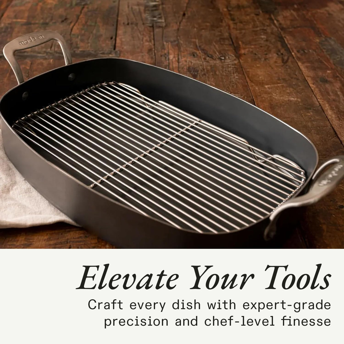 Made In Stainless Steel Roasting Rack, 13.5 x 8.5 Inch, Silver