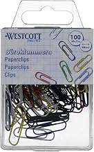 Westcott Paper Clips Colourful Pack of 100 | Storage Pack Paper Clips 26 mm | Practical Plastic Box | File Clips for Office and Household | E-10641 00
