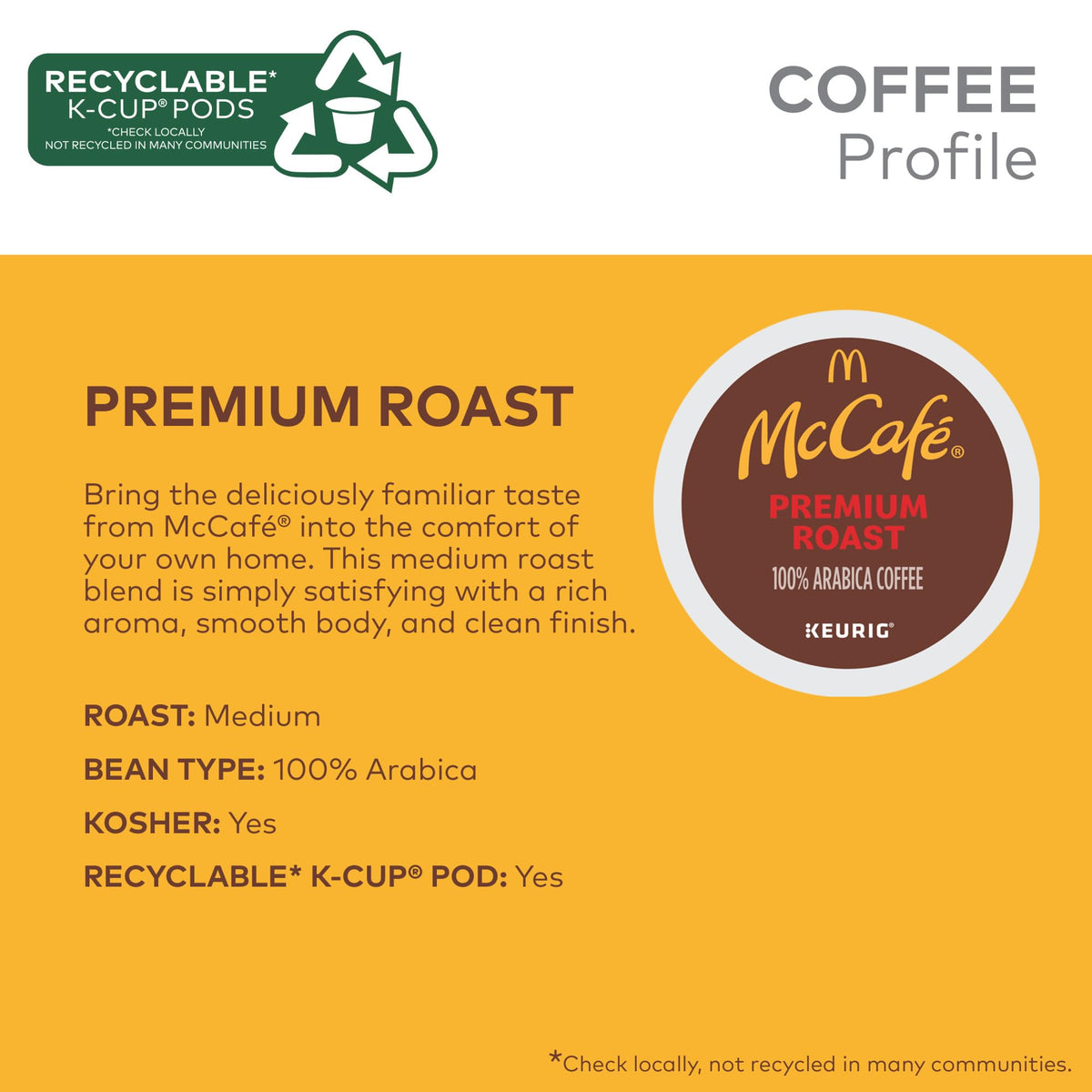 Premium Roast Coffee by McCafe – 84 Count (Pack of 1), Brown, Model 00043000064986