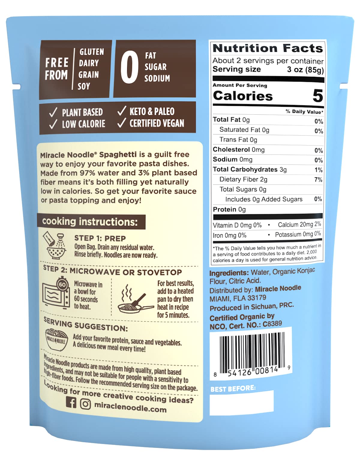 Miracle Noodle Spaghetti / 7 Ounce (Pack of 6) / 6 Spaghetti