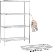 METRO Super Erecta 5-Shelf Chrome Wire Shelving Unit - Includes 4 Wire Shelves and 1 Adjustable EZ-ADD Shelf - 24" W x 48" L x 74.5" H - for Restaurants, Home, Kitchen and More