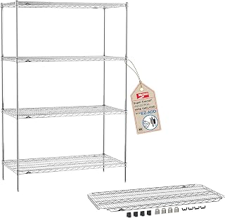 METRO Super Erecta 5-Shelf Chrome Wire Shelving Unit - Includes 4 Wire Shelves and 1 Adjustable EZ-ADD Shelf - 24" W x 48" L x 74.5" H - for Restaurants, Home, Kitchen and More